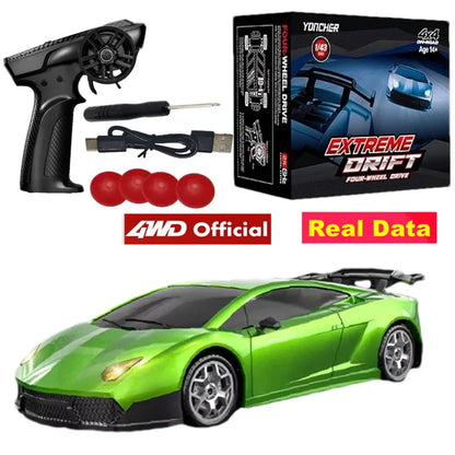 4WD RC Drift Racing Car - 1/43 Mini High-Speed Electric Car with Gyroscope, Realistic Lights, Remote Control Toy for Kids & Adults