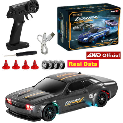 4WD RC Drift Racing Car - 1/43 Mini High-Speed Electric Car with Gyroscope, Realistic Lights, Remote Control Toy for Kids & Adults