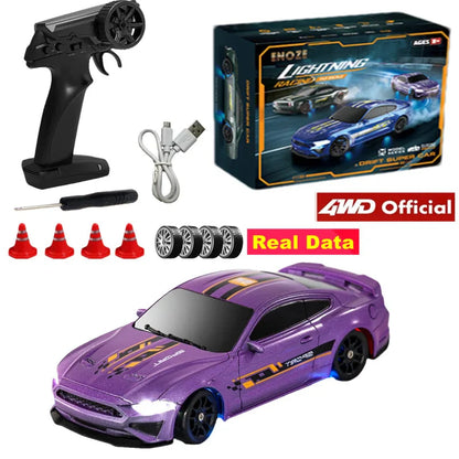 4WD RC Drift Racing Car - 1/43 Mini High-Speed Electric Car with Gyroscope, Realistic Lights, Remote Control Toy for Kids & Adults